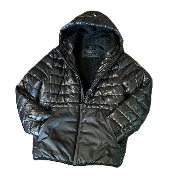 Kenneth Cole New York Black Quilted Fleece-Lined Hooded Puffer Jacket, Size S - Picture 4 of 13